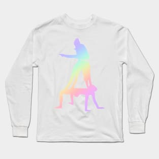 Women’s trio doing straddle on bridge on table Long Sleeve T-Shirt